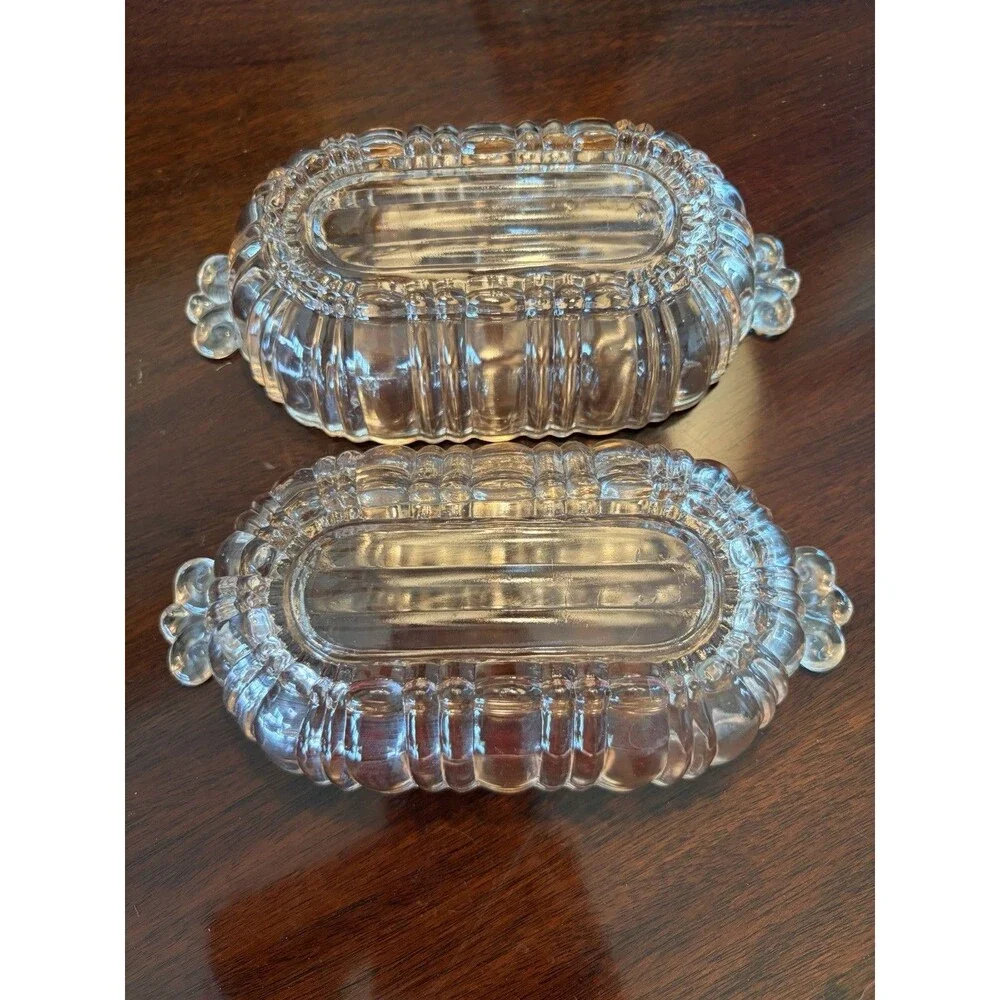 Anchor Hocking Vintage Pink Depression Glass Candy Dish Old Cafe Set of 2